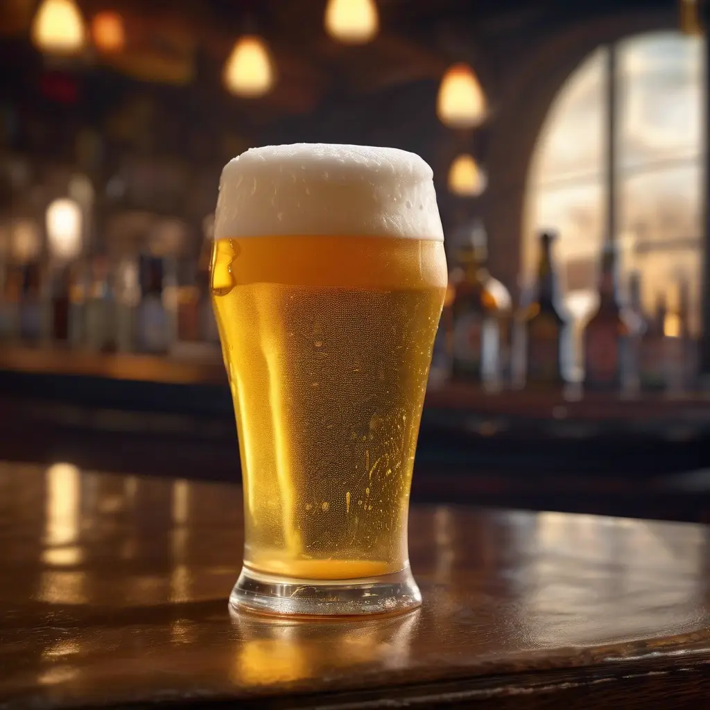 Beer on bar top counter.